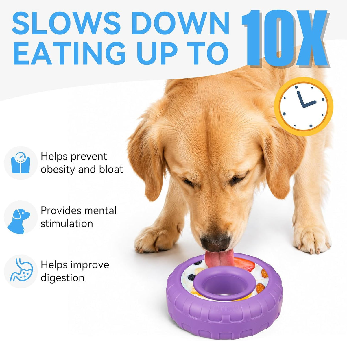 Dog Enrichment Lick Bowl, Bestalk Slow Feeder Lick Mat for Dogs, Freeze Puzzle Licking Bowl for Anxiety Relief, BPA Free Silicone, Dishwasher Safe(Purple,L)