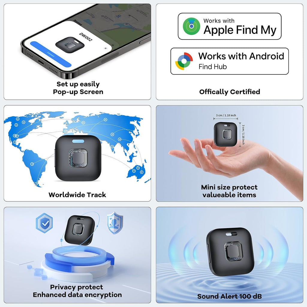 Hoxe Air Tracker Tags-4 Pack for iOS & Android, Smart Tag for Key, Bag, Pet