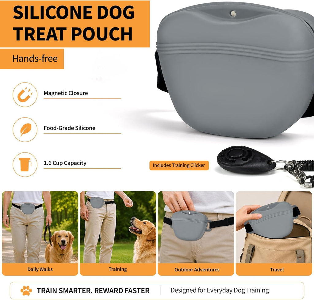 Silicone Dog Treat Pouch with Training Clicker