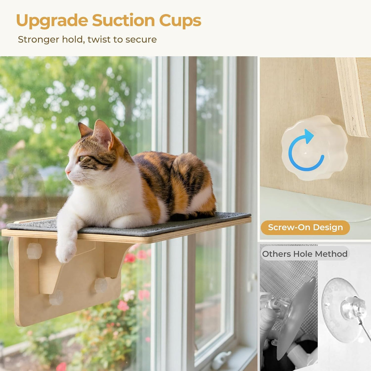 Pecute 2-in-1 Large Cat Window Perch & Wall Shelves, Solid Wood, 21"x11"