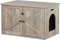 Timberer Cat Litter Box Enclosure, Hidden Litter Box Furniture with Divider | Wooden Cat Washroom Furniture, Indoor Cat House, Dog-Proof, Fits Most of Litter Box, Grey
