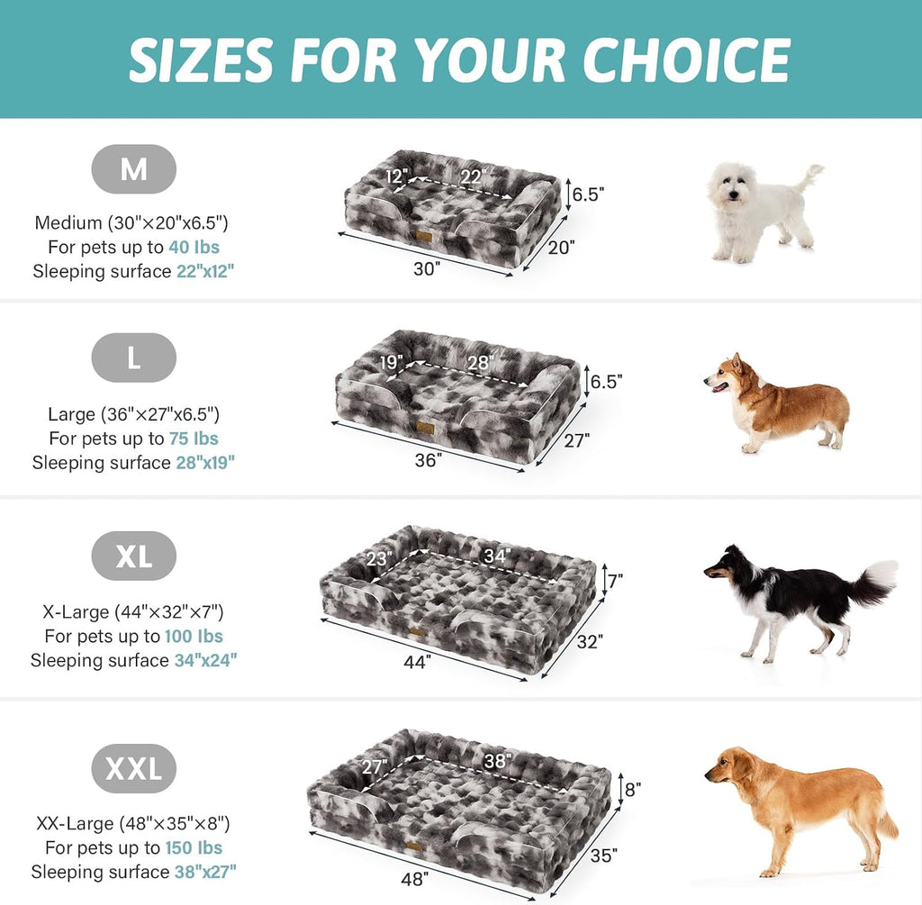 COZY KISS Warm Orthopedic Dog Bed for Large Dogs, 36x27 Inch, Tie Dye