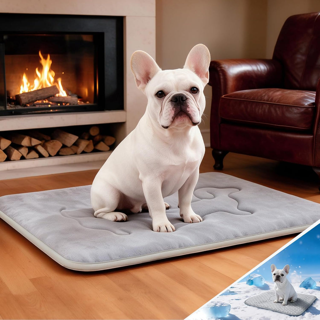 Washable Dog Crate Pad for Small Puppies, Plush Back & Cooling Front Indoor