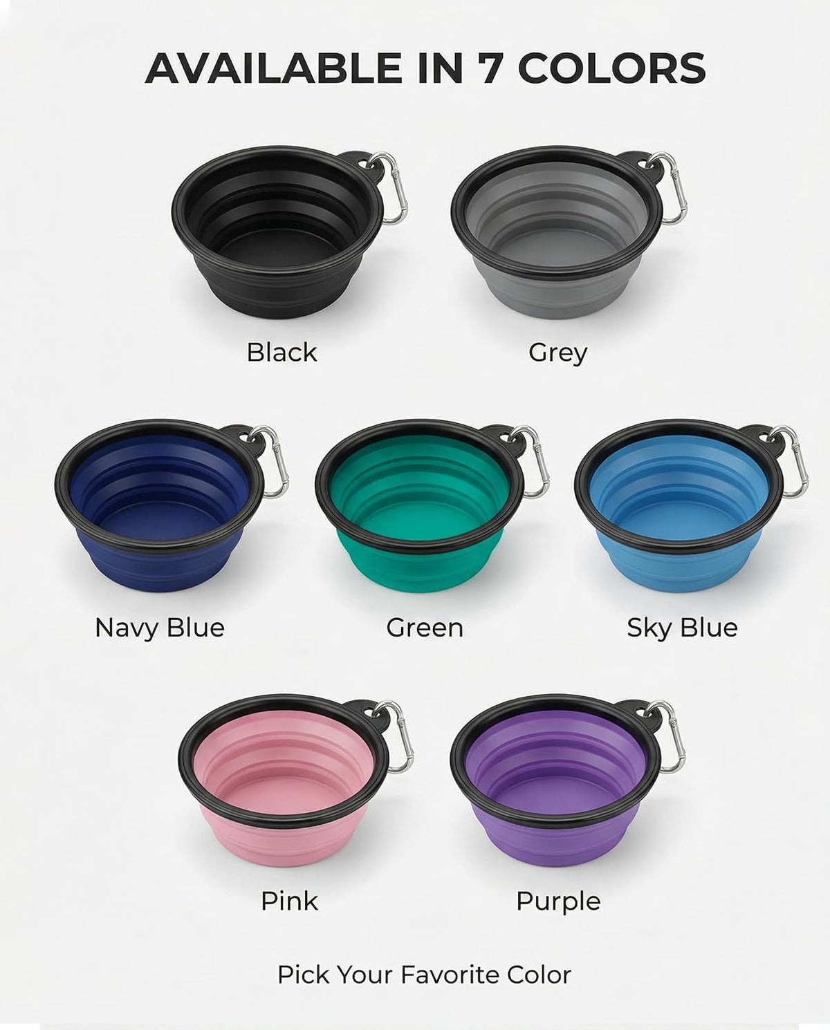 Collapsible Dog Bowls for Travel, 2-Pack Dog Portable Water Bowl for Dogs Cats Pet Foldable Feeding Watering Dish for Traveling Camping with Carabiners, BPA Free (Purple&Pink, Large) | Wear-Resistant TPE, Anti-Dust Foldable Travel Dog & Cat Bowls for C...