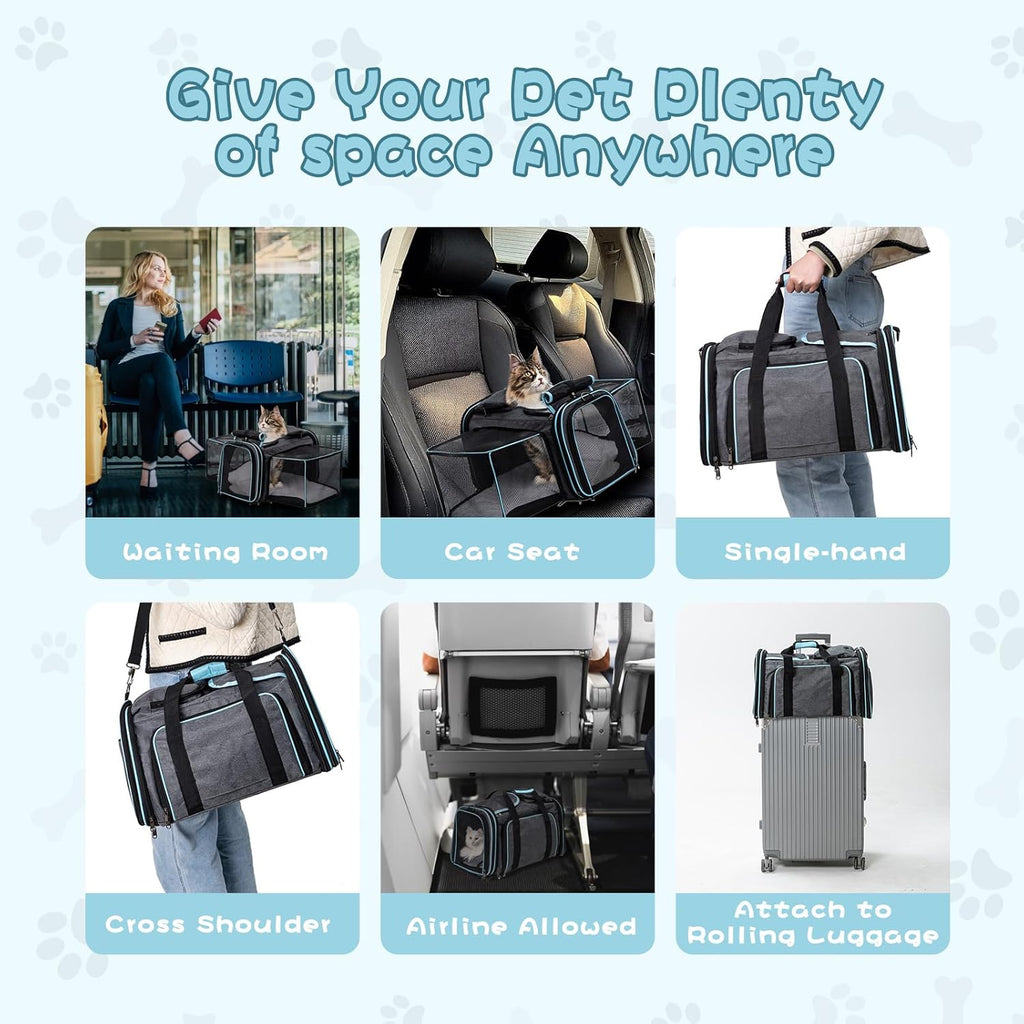 Pesen Expandable Dog and Cat Carrier, Airline Approved, Soft-Sided