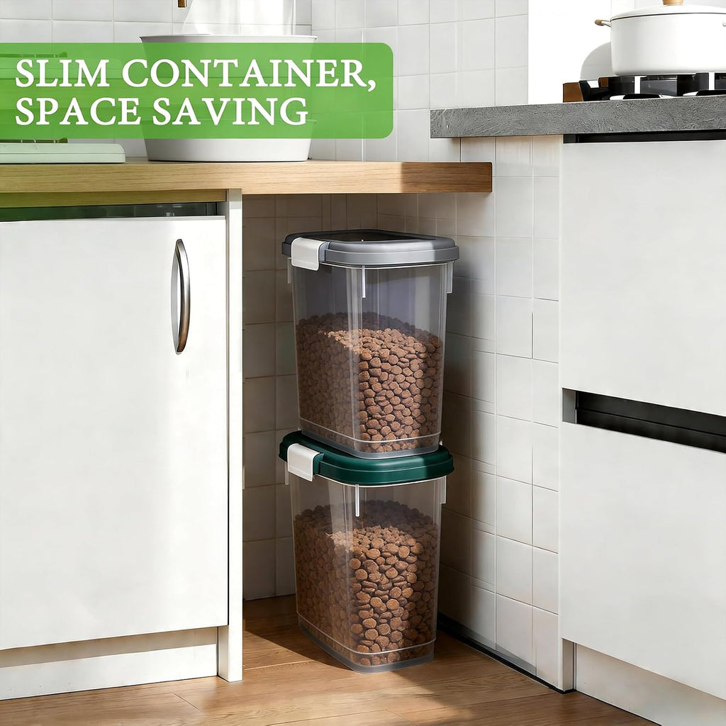Airtight Dog Cat Food Storage Container 10 Lbs, Slim Tall Pet Food Bin