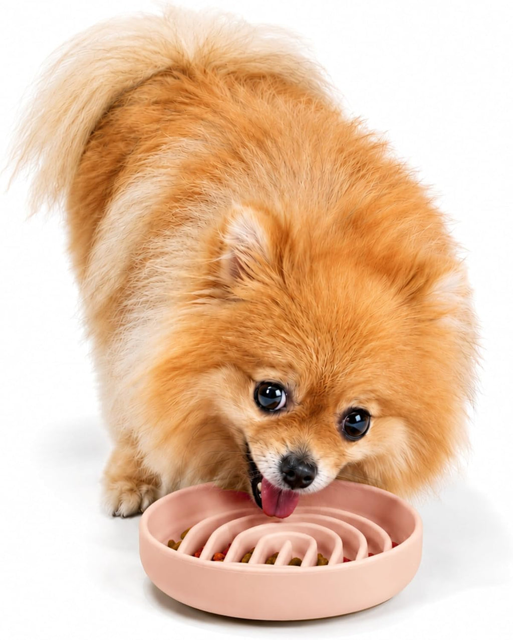 Slow Feeder Dog Bowl - Silicone Dog Bowl, Small, 6" x 1.25" - Blush