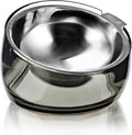 Felli Pet Oblik Acrylic Raised Dog Food Water Bowl Stainless Steel Slanted Oval Dish for Short Leg Puppy & Small Medium Pet, Elevated Tilted Metal Feeder (Smoky, 1.5 Cups Oval Dish) 