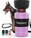 lesotc Dog Water Bottle Portable, 28oz Portable Dog Water Bottle with Bowl, Leak Proof Travel Bowl Dispenser for Dogs, One-Hand Squeeze Puppy Essentials for Walking, Hiking, Camping