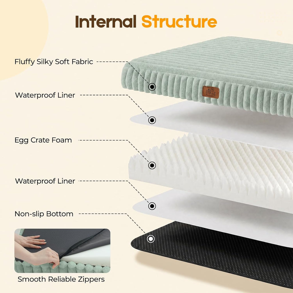 Orthopedic Dog Bed for Large Dog, Waterproof Washable Pet Bed for Crate