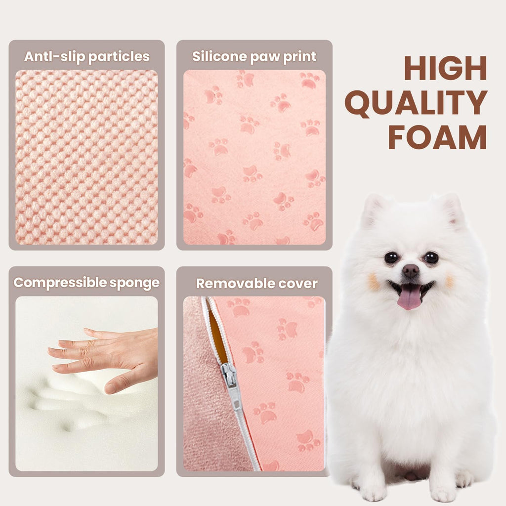 5 Steps Dog Stairs for Bed, 24" Dog Steps for High Bed, High Density Pet Steps for Small Dogs, Extra Wide Non-Slip Dogs Ramp for Injured, Older Pets, Small Cats, Pink
