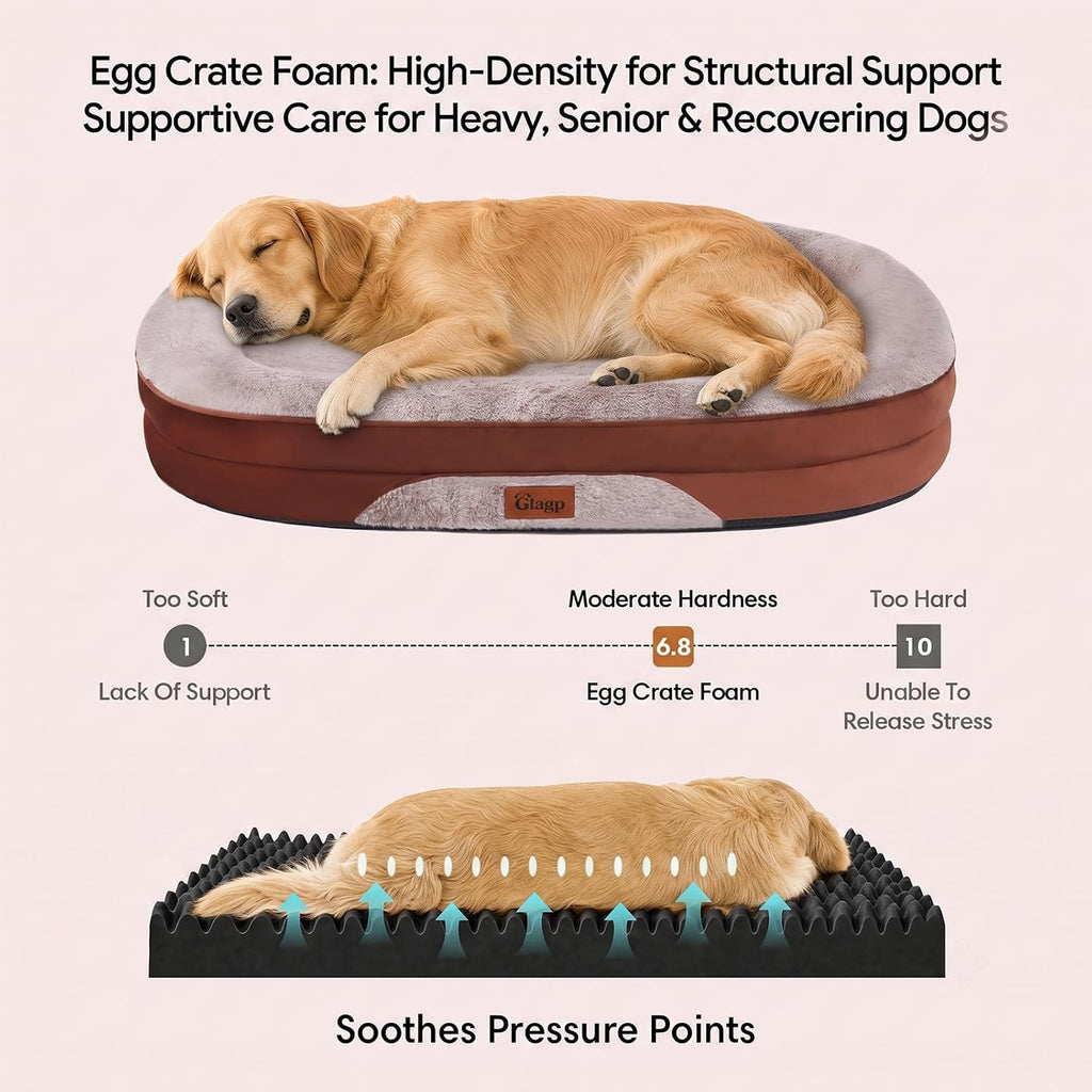 Orthopedic Dog Beds Large Sized Dog, Washable Dog Bed, 48" L, Brown