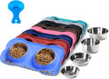 Hubulk Pet Dog Bowls 2 Stainless Steel Dog Bowl with No Spill Non-Skid Silicone Mat + Pet Food Scoop Water and Food Feeder Bowls for Feeding Small Medium Large Dogs Cats Puppies (Small, Blue) 