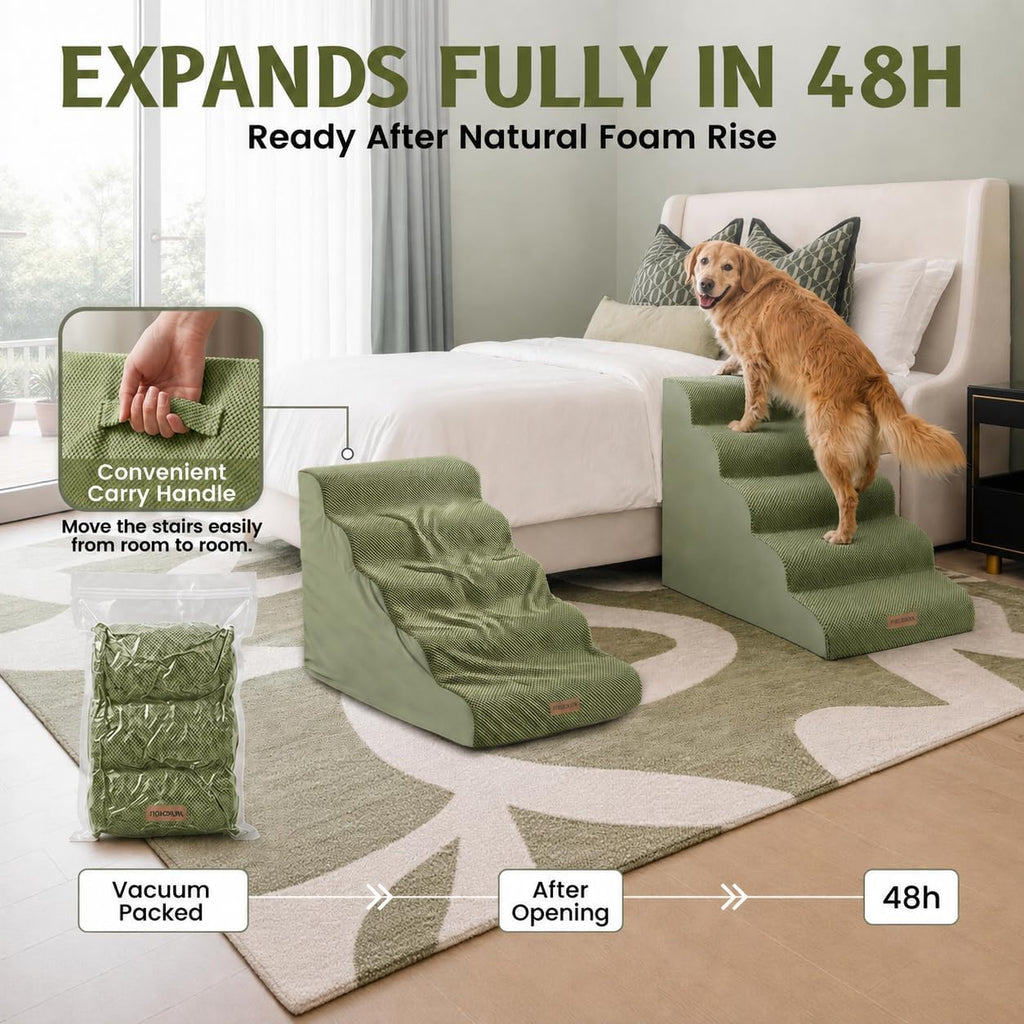 Miorun Extra Wide Dog Stairs for Large Dogs, 25" H Pet Steps for High Beds