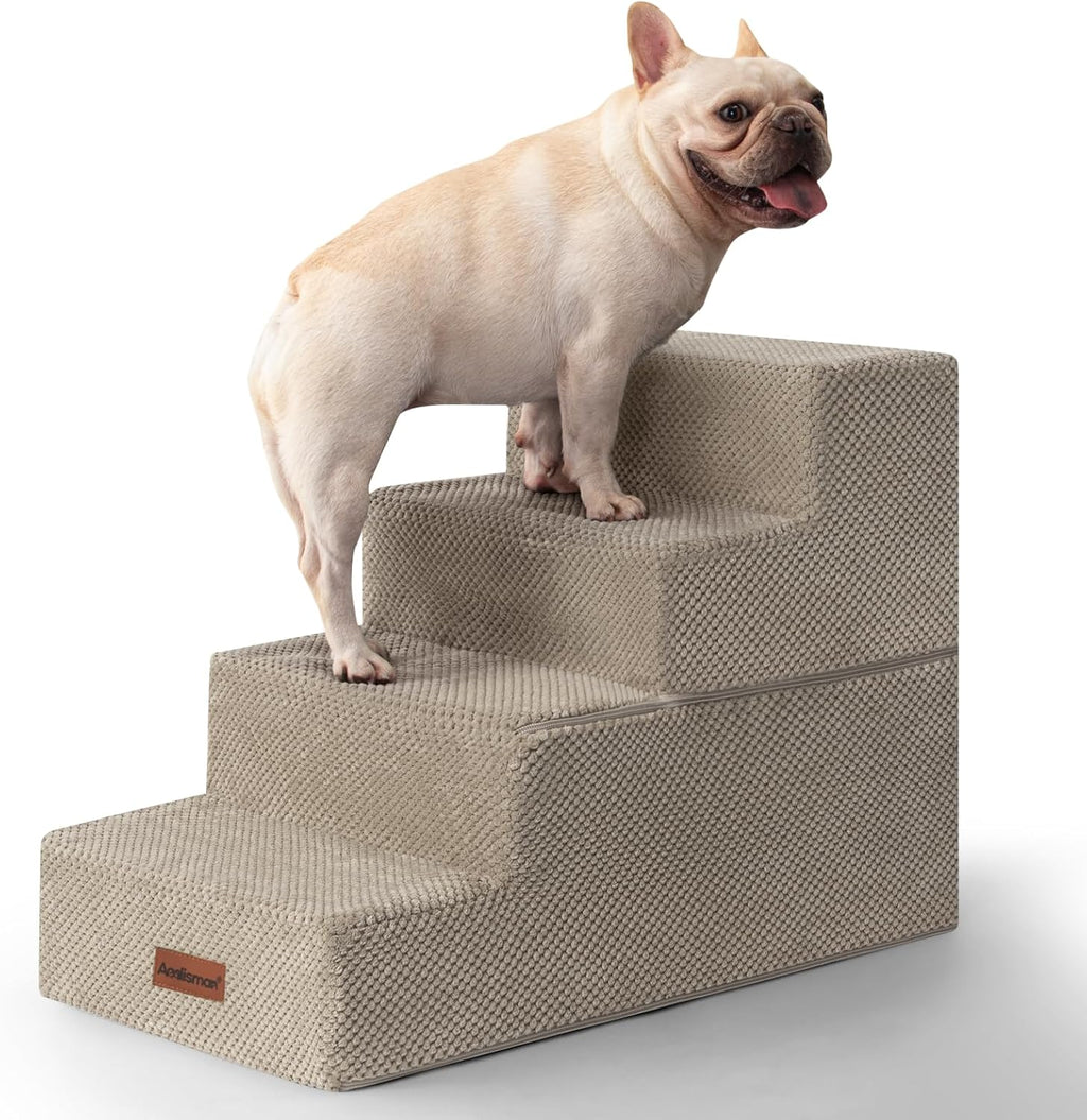 Aodisman Dog Steps for Bed & Couch,18.5" H 4-Step Pet Stairs for Small Dogs