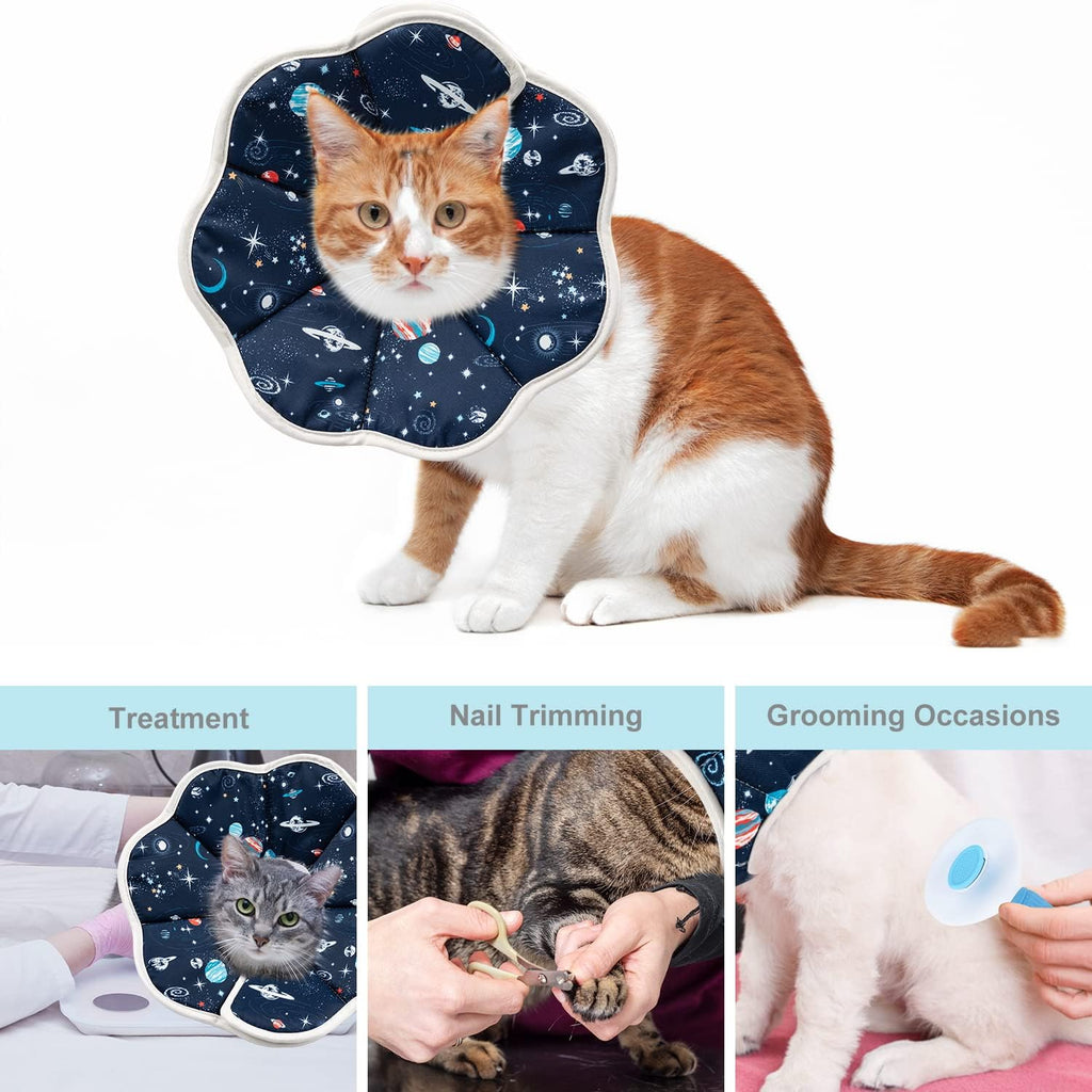 Depets Cat Cone Soft, Adjustable Recovery E-Collar for Pet Neck Size 9.5 in