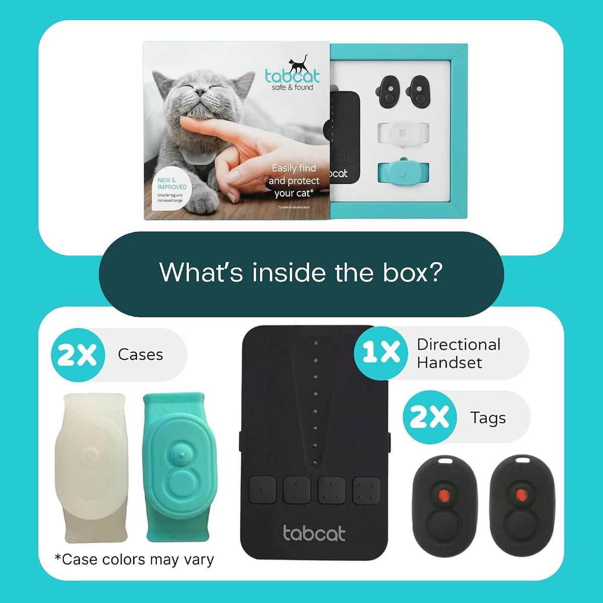 Tabcat V2 Cat & Kitten Tracker - More Accurate Than GPS - No Monthly Fee or Subscription - Includes 2 Homing Tags - Up to 150m Range - Small & Lightweight Tags Perfect to Find Indoor & Outdoor Cats