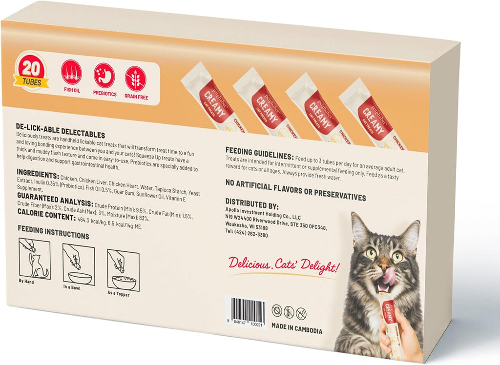 PETPHABET Lickable Cat Treats Squeeze, Chicken Recipe 20 Tubes
