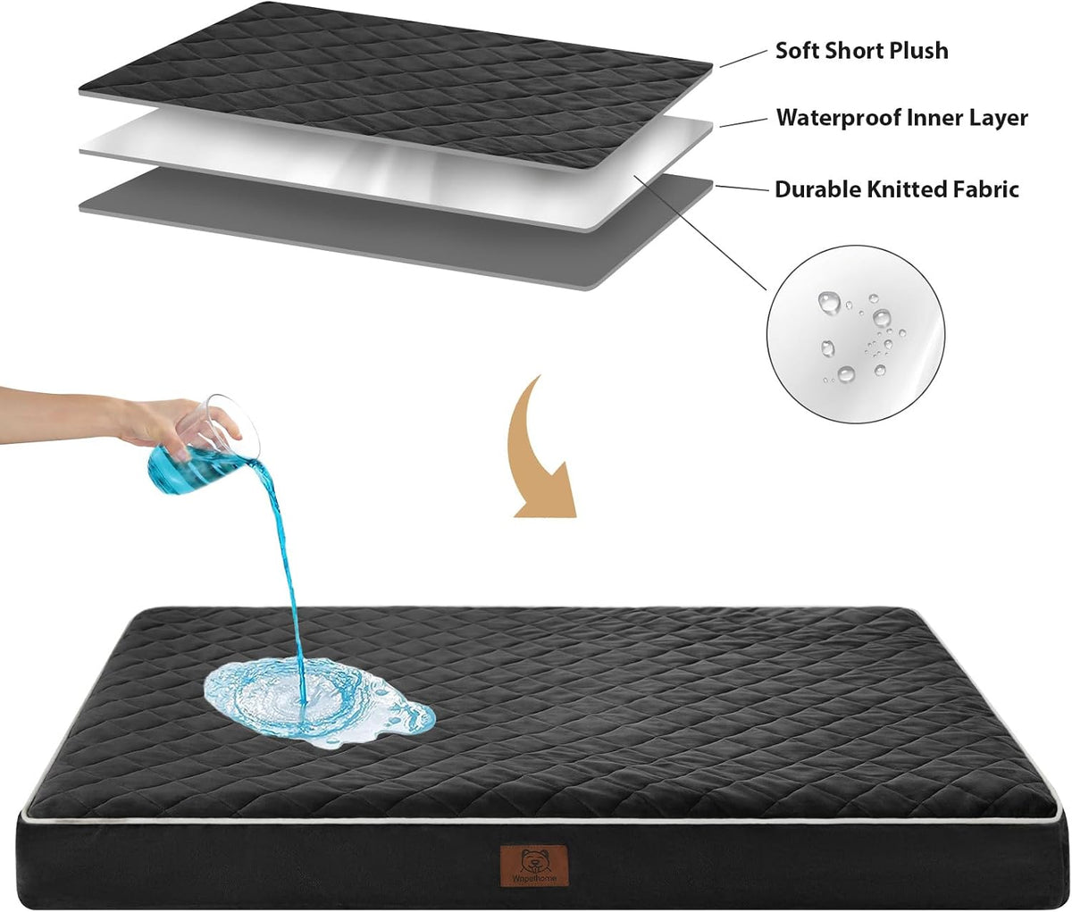 WNPETHOME Orthopedic Waterproof Large Dog Bed for Crate Cozy Sleep