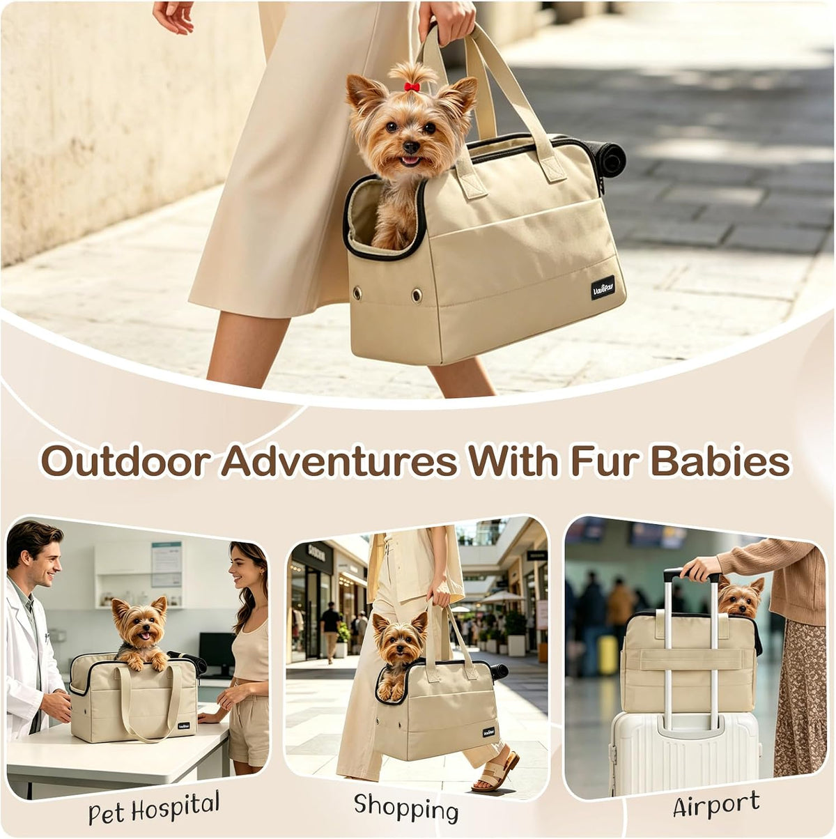 VavoPaw Dog Purse Carrier for Small Dogs,Puppy Travel Tote Bag Up to 11 lbs
