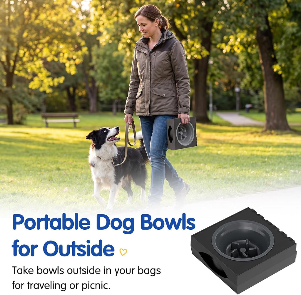 XIAZ Elevated Dog Bowls Large Breed Raised Dogs Bowl Stand Large/Medium Sized Dog Slow Feeder Dogs Bowls Food Water Stands 5 Heights Adjustable 9/11/12/14in Pet Feeder Dish Station