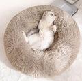 Cat Beds for Indoor Cats - Cat Bed Washable 20 inches, Dog Beds for Small Medium Dogs, Anti Anxiety Round Fluffy Plush Faux Fur Pet Bed, Thick Bottom (Light Brown, Medium)