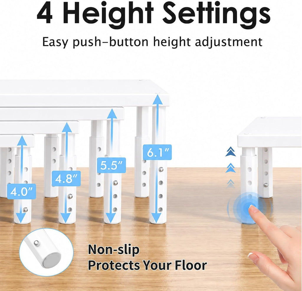 ECOLOVI Height-Adjustable Cat Food Stand, Elevated Cat Feeder Stand for Automatic Feeder & Bowls, Lifted Cat Food Table Station, Raises Feeder/Bowl, Relieves Spine and Joints Noticeably, White