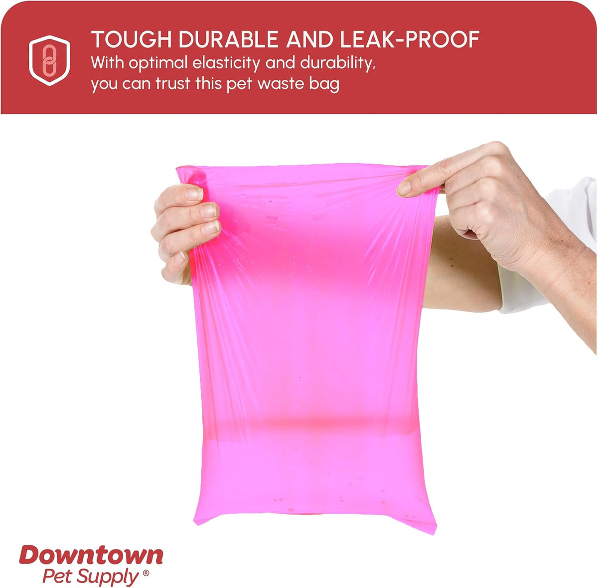 Downtown Pet Supply Poop Bags for Dogs with Dispenser, 180 Count - Leak-Proof Dog Waste Bags and Bone-Shaped Dog Poop Bags Holder for Leash - Pink, 12.5" x 8.5"