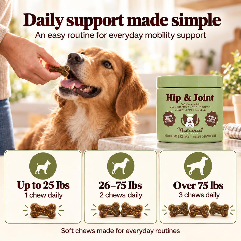 Natural Dog Company Hip & Joint Chews for Dogs, Chicken Liver, 90 Count