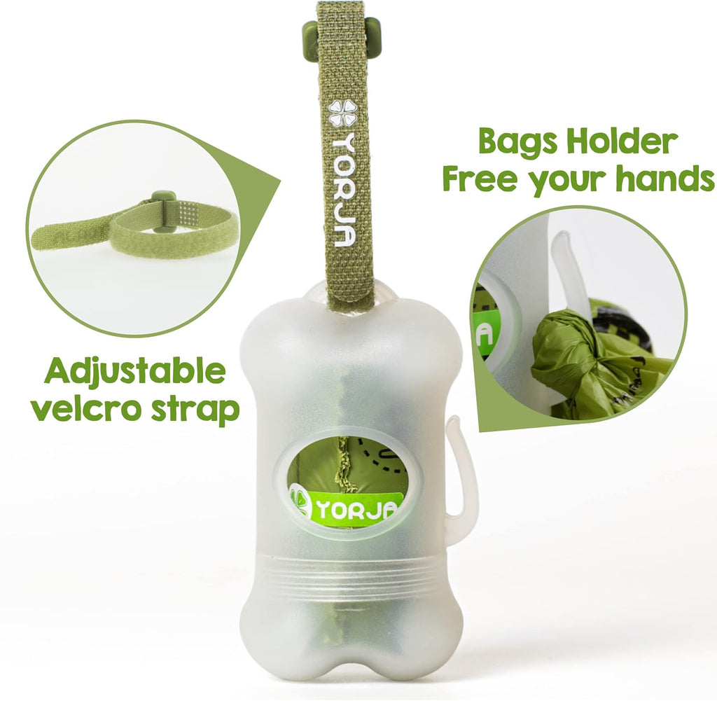 Dog Poop Bags Rolls with Dispenser & Holder, 510 Pet Waste Bags, 100% Leak Proof Extra Thick and Strong Corn Starch Blend