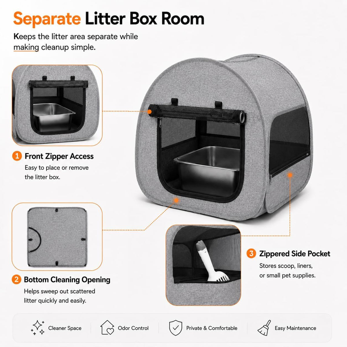 Portable Cat Playpen, Delivery Room, Enclosure, Postoperative Recovery, House Design for Better Standing, Foldable Pet Tent for Indoor and Outdoor Use, Cat Houses & Condos Dark Gray