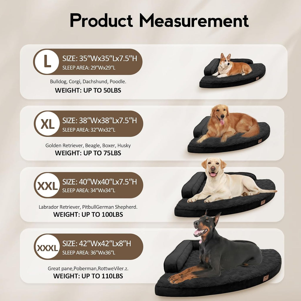 MEKIY Orthopedic Waterproof Dog Bed with Sides for Large Sizes Dogs