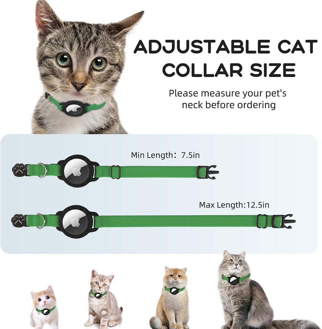 AirTag Cat Collars, Stretchy Collar with AirTag Holder and Bell