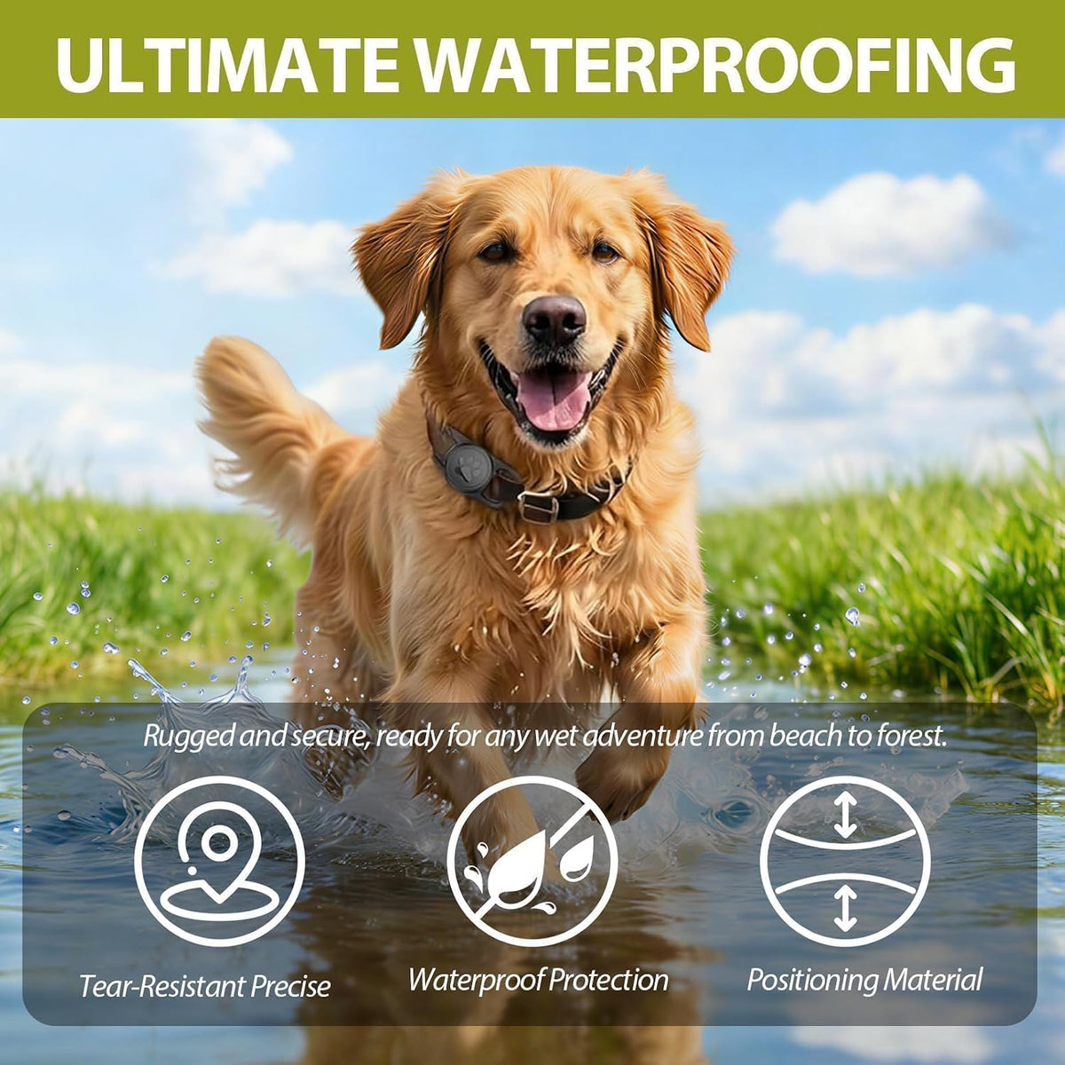 Linsaner Waterproof Dog Collar Holder for AirTag 1st & 2nd Gen, Black