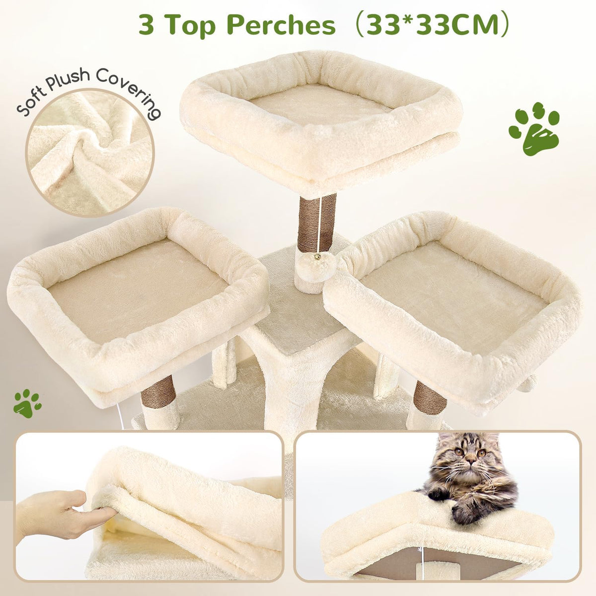 Globlazer Big XL Cat Tower for Indoor Multiple Cats, F68B, Beige