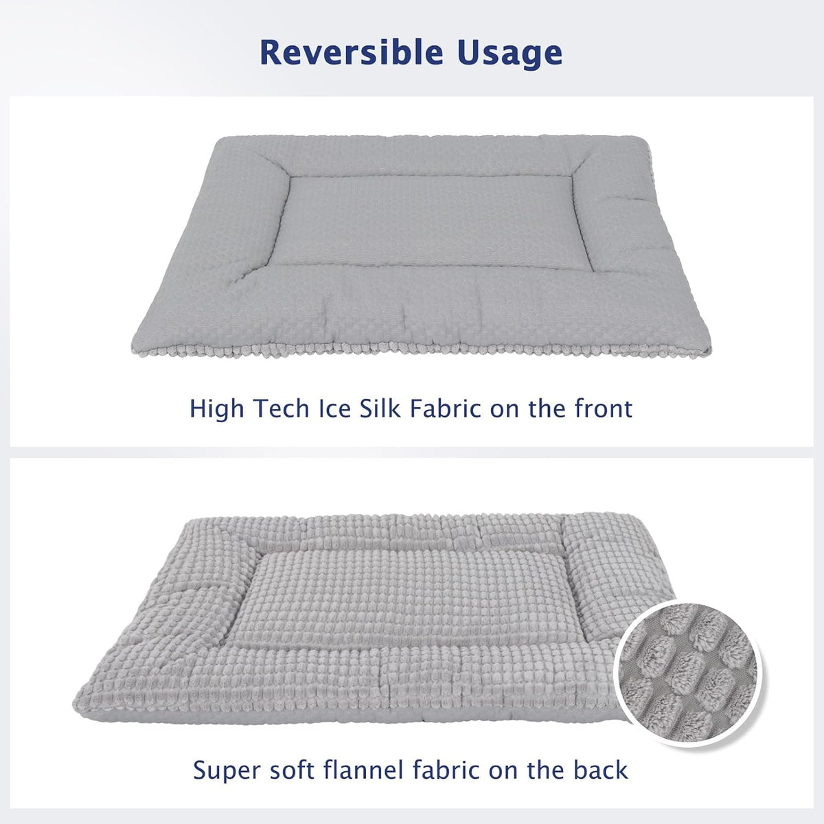 Dog Bed Mat, Crate Pad Reversible,Soft Kennel Washable Crate Mat (Cool and Warm),Pet Sleeping Mattress for Small Medium Dogs XB009 (18''x13'',Corn Velvet Grey)