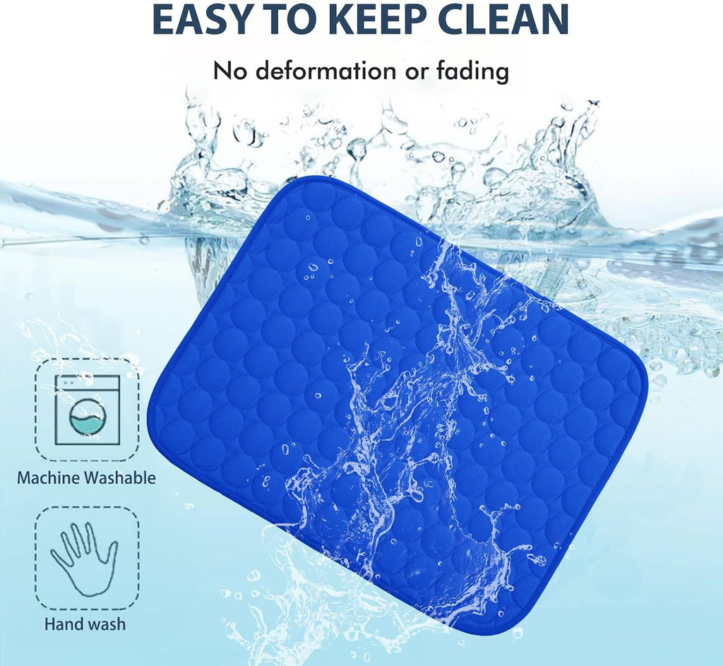 MICROCOSMOS Summer Cooling Mat & Sleeping Pad- Water Absorption Top, Materials Safe, Easy Carry, EZ Clean. Keep Cooling for Pets, Kids and Adults.(Dark Blue, 19" x 15")