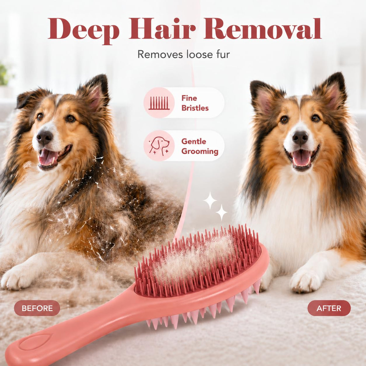 Dog Brush for Shedding, Long Handle Silicone Dog Bath Brush for Dogs and Cats, Dog Shampoo Brush and Scrubber for Bath, Pet Grooming Brush for Wet Dry Massage and Deshedding