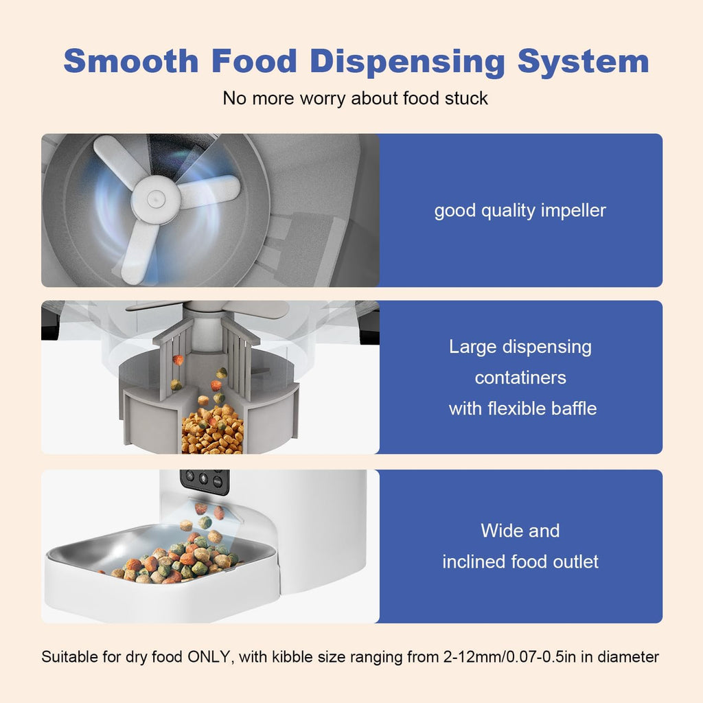 ANDOLL HOME Automatic Cat Feeder, Timed Cat＆Dog Dry Food Dispenser