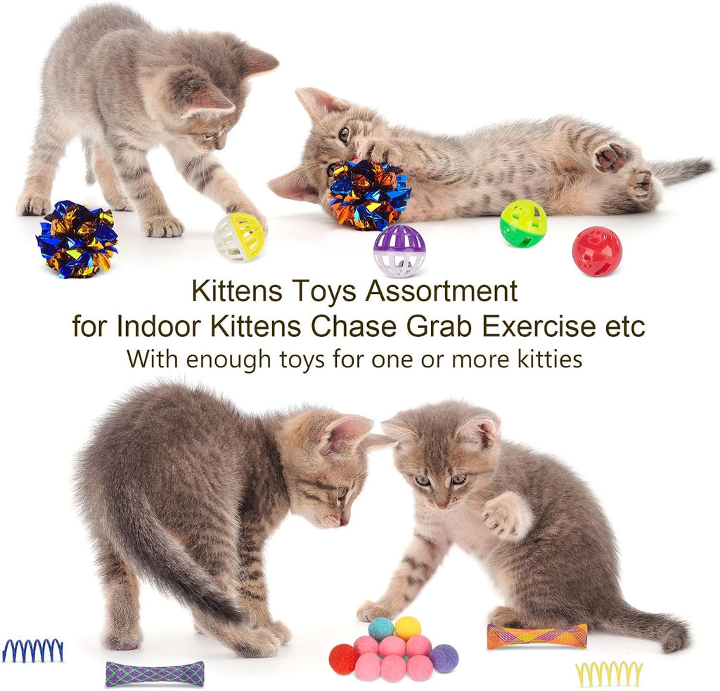 Retro Shaw 33Pcs Cat Toys for Indoor Cats, 2 Way Cat Game Tunnels