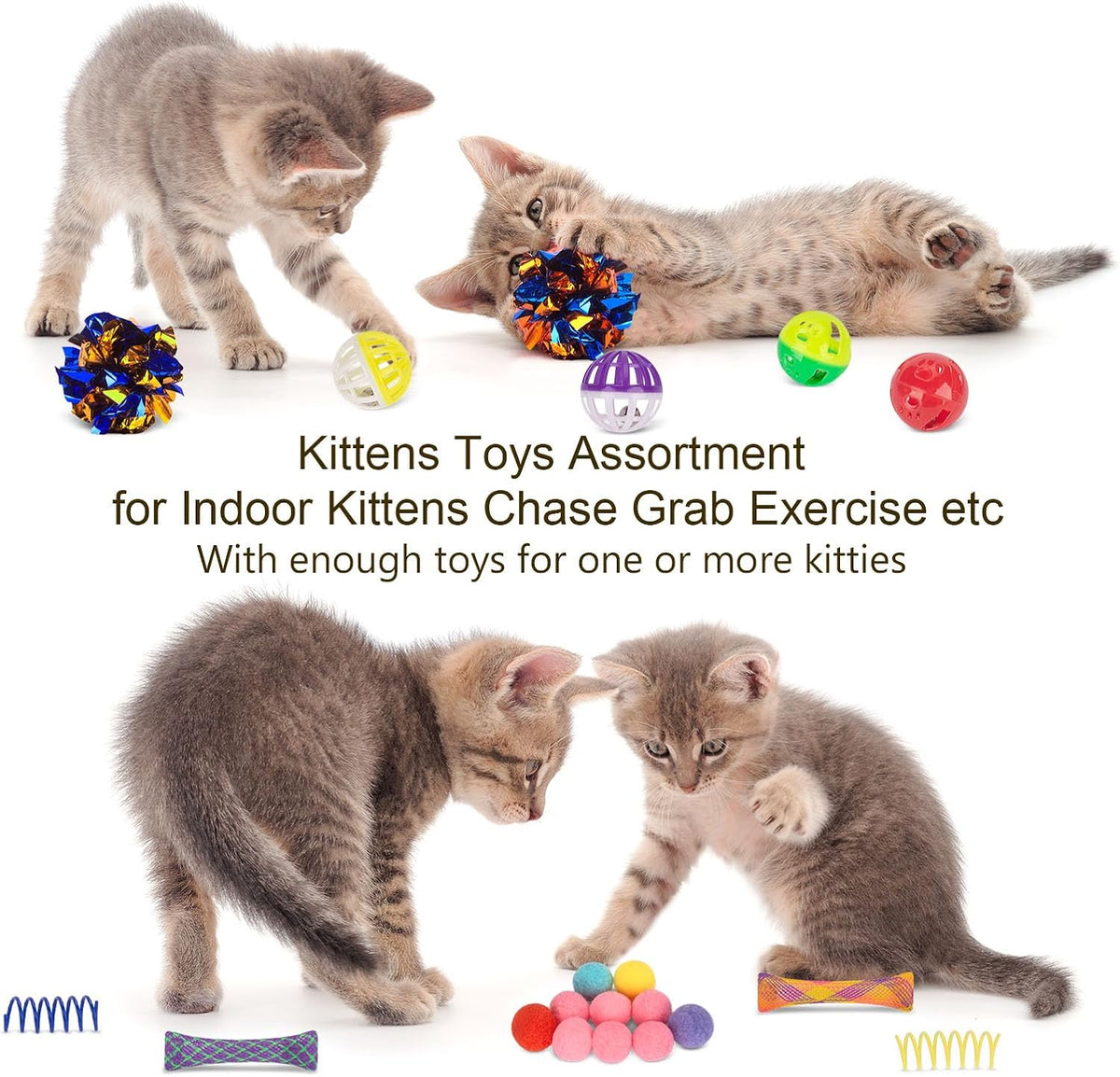 Retro Shaw 33Pcs Cat Toys for Indoor Cats, 2 Way Cat Game Tunnels
