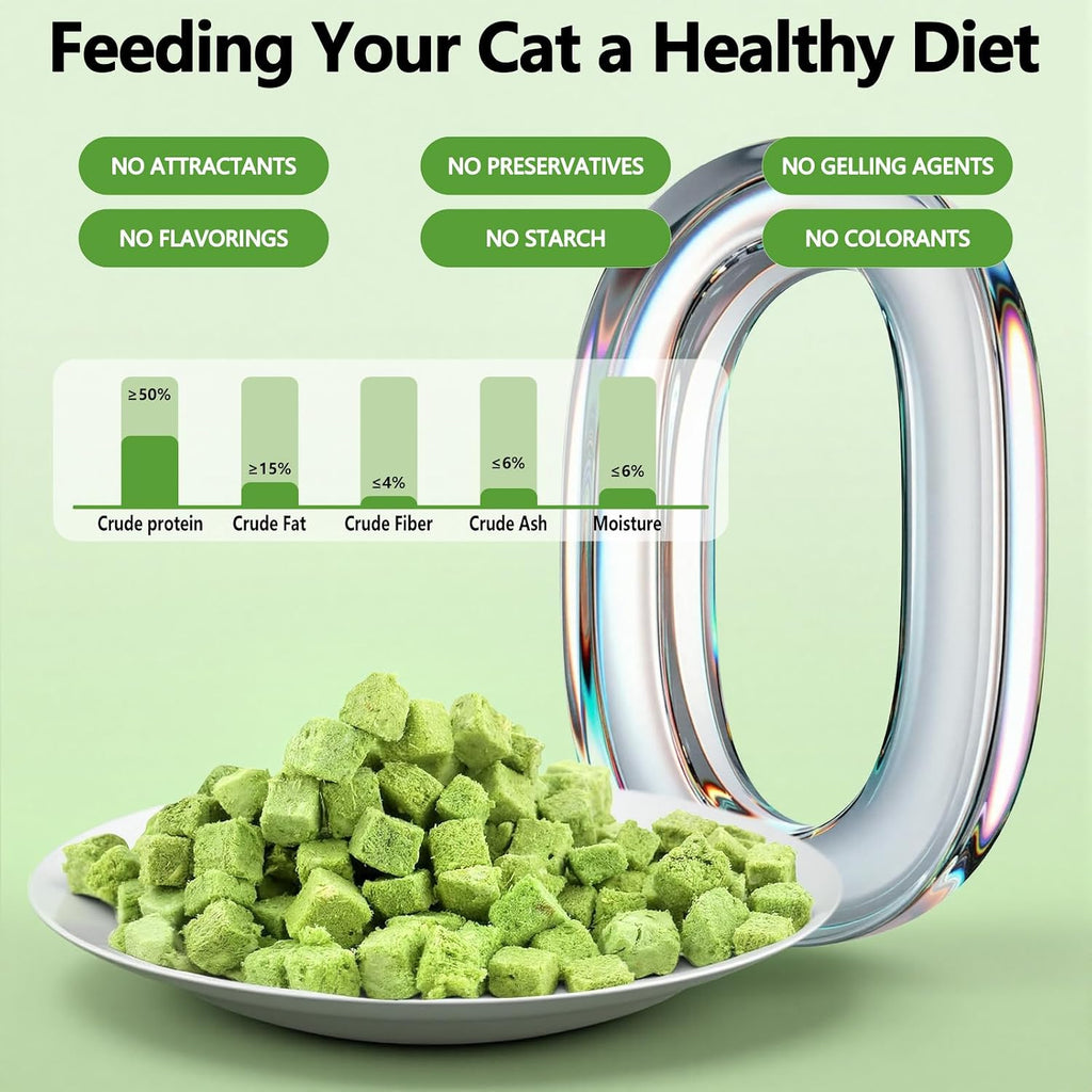 Freeze-Dried Cat Grass Treats 150g/5.29 oz, Natural Granules for Hairball Removal & Dental Care, Dried Root Snacks Sticks for Cats