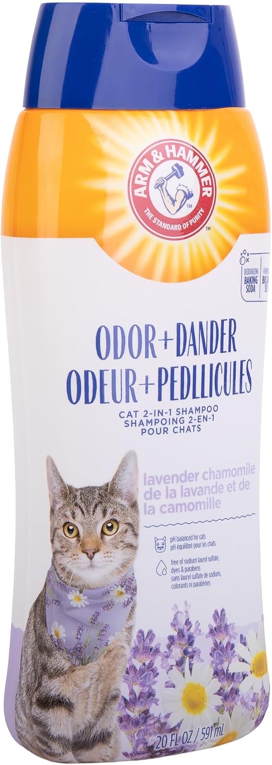 Arm & Hammer 2-in-1 Deodorizing Cat Shampoo, Lavender, 20 Fl Oz, 2-Pack