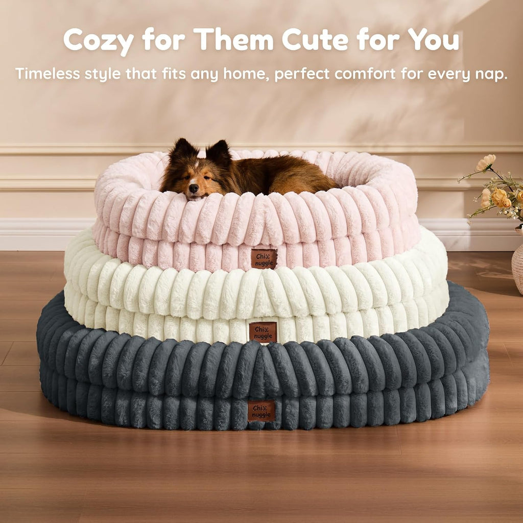 ChiXnuggle Orthopedic Dog Bed, Washable Cover, Faux Fur Bolster Pet Couch