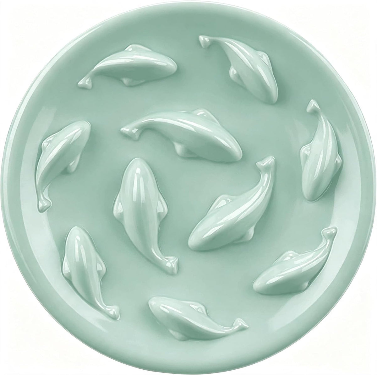 Slow Feeder Bowl for Cats and Small Dogs,Cilkus Fish Pool Design, Fun Interactive Bloat Stop Puzzle Feeder Bowl Healthy Eating Diet Made of Melamine Food Grade Material Dishwasher Safe (Green)