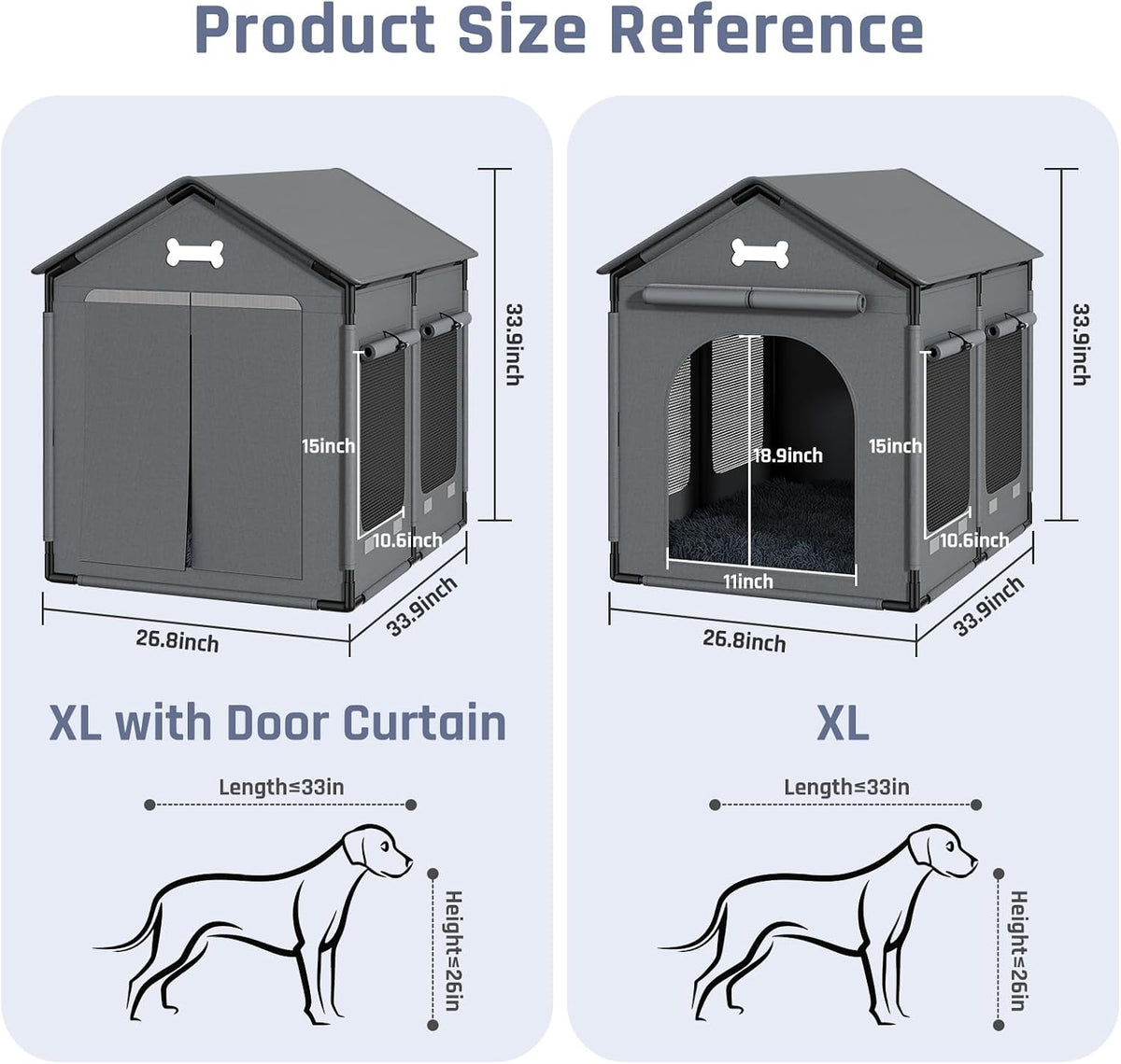 Dog House Indoor Dog Kennel Bed Mat with Cushion for Small-Large Dogs Cats