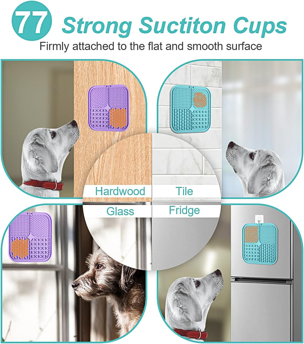 LUKITO Lick Mat for Dogs & Cats 2 Pack, Slow Feeder Licking Pad with Suction Cups for for Anxiety Relief and Boredom Reducer, Perfect for Bathing Grooming 