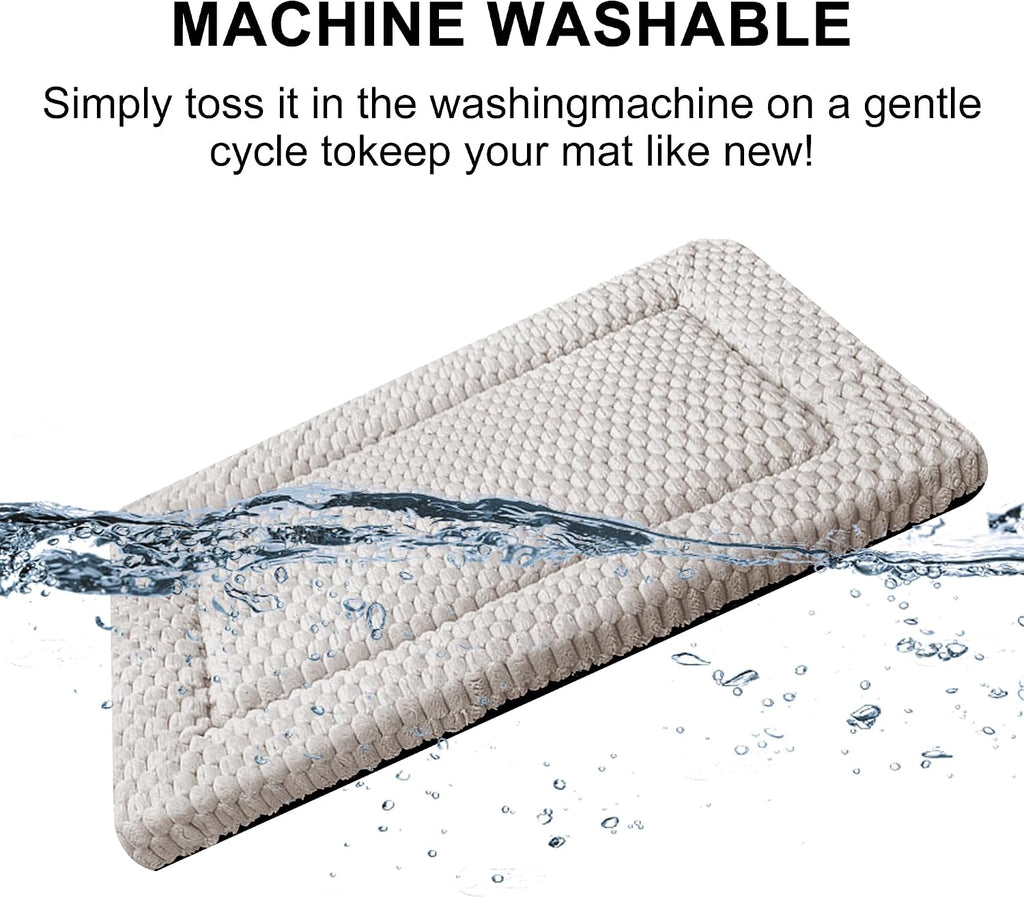 Dog Bed Mat,Reversible & Ultra Soft Kennel Pad-Machine Washable Pet Bed for Dogs & Cats-All-Weather Crate Liner for Crates,Carriers & Travel (Light Gray, 24" L x 18" W x 1.5" Th)