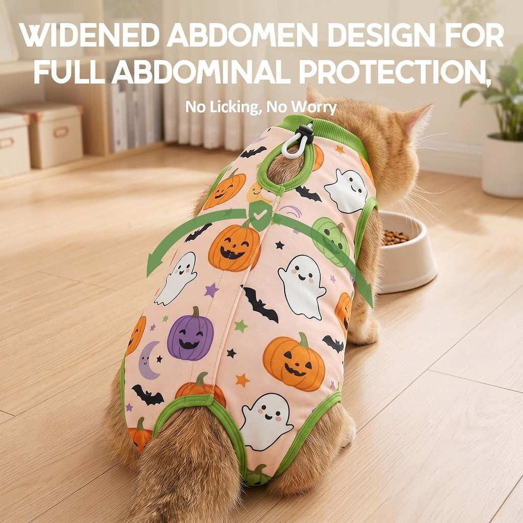 Avont Halloween Cat Recovery Suit - Kitten Onesie for Cats After Surgery
