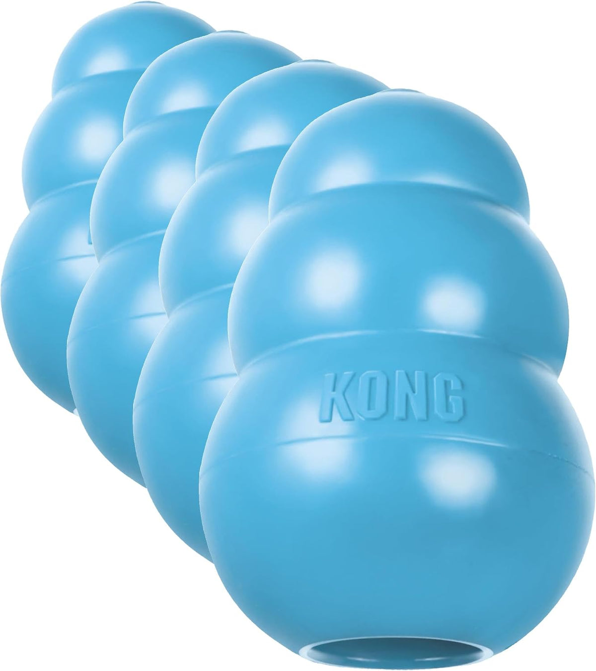 KONG Puppy - Natural Teething Rubber Chew Toy for Dogs - Stuffable Dog Toy for Extended Playtime - Chew & Fetch Toy for Puppies - for Medium Puppies - Blue (Pack of 4)